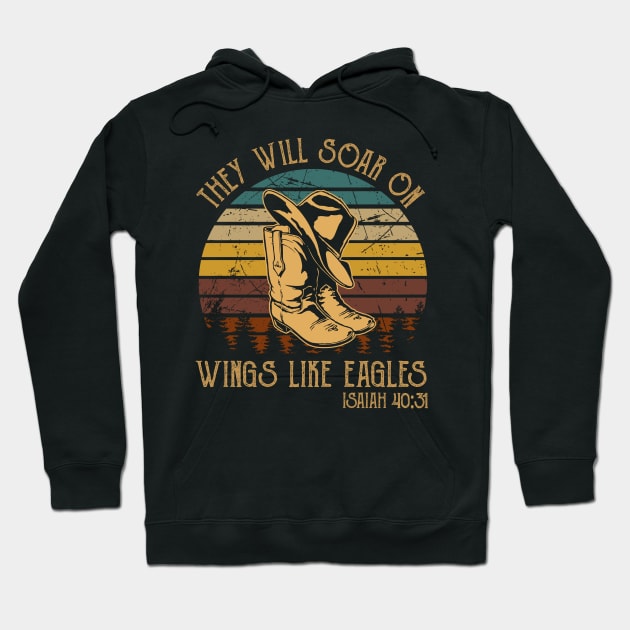 They Will Soar On Wings Like Eagles Boots Cowboy Western Hoodie by Maja Wronska